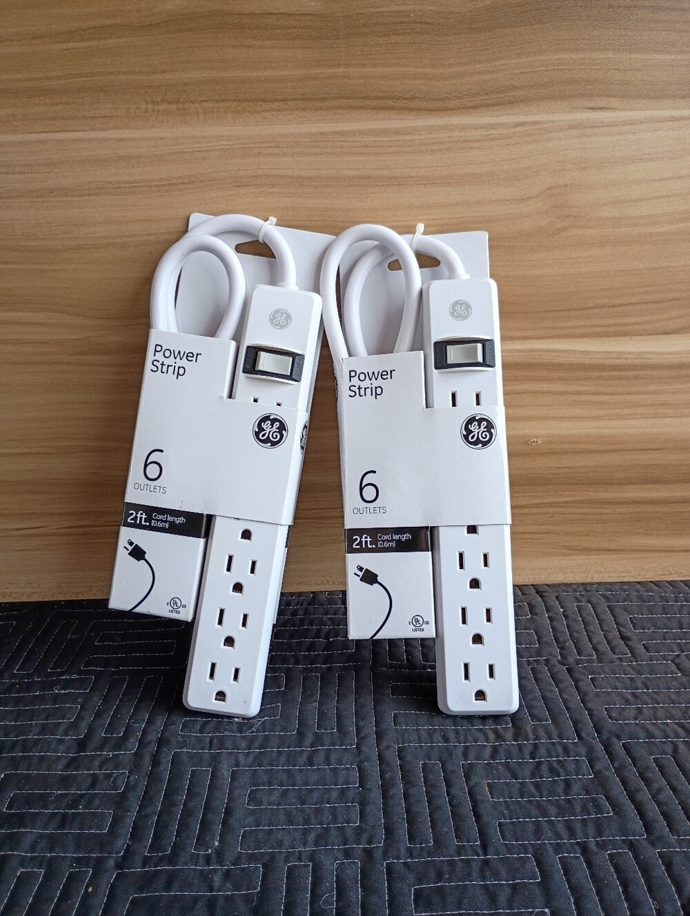 White 6-Outlet Power Strip with 2 ft Cord - Pack of 2